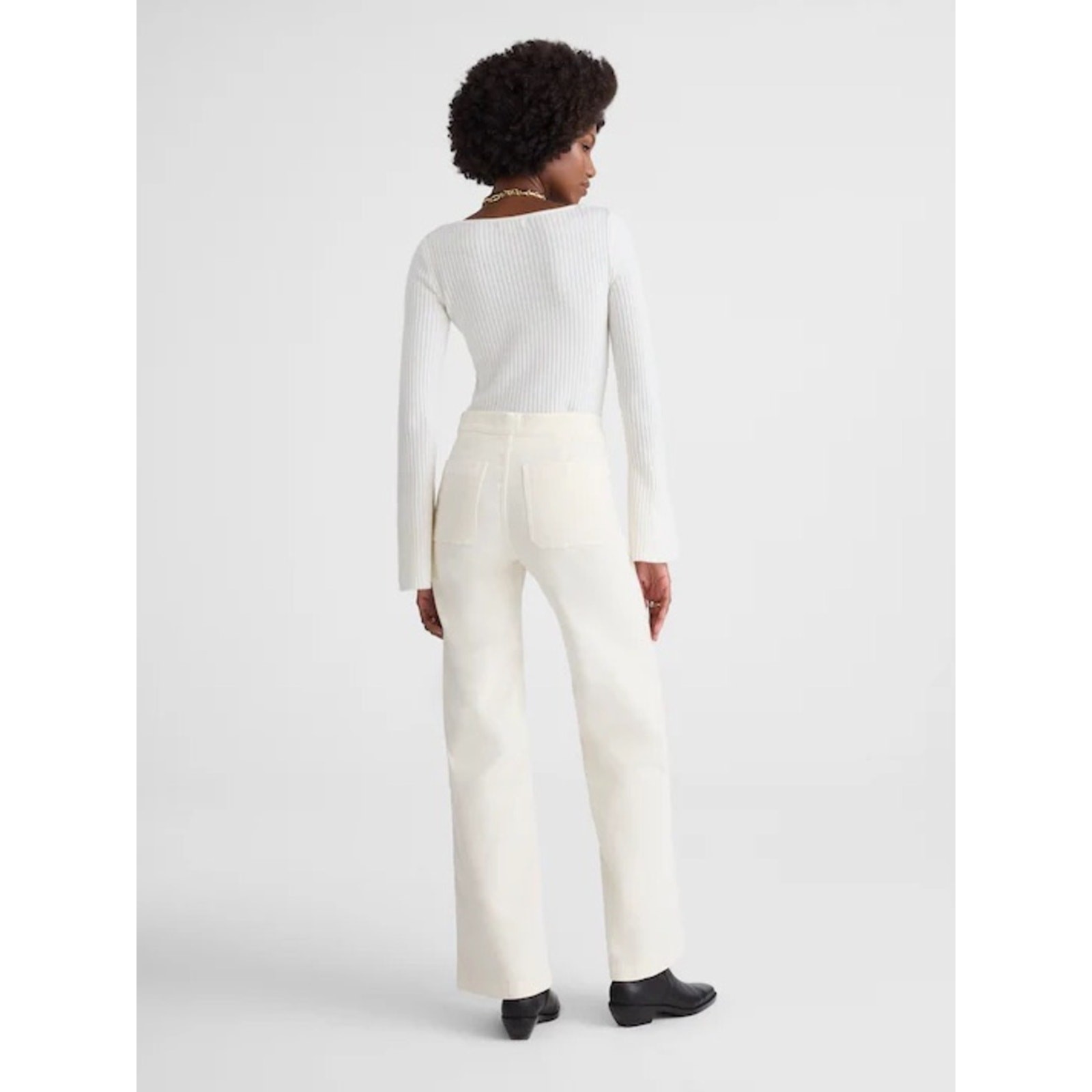 Madewell Wide Leg Corduroy Pants Vintage Ivory 25P NWT