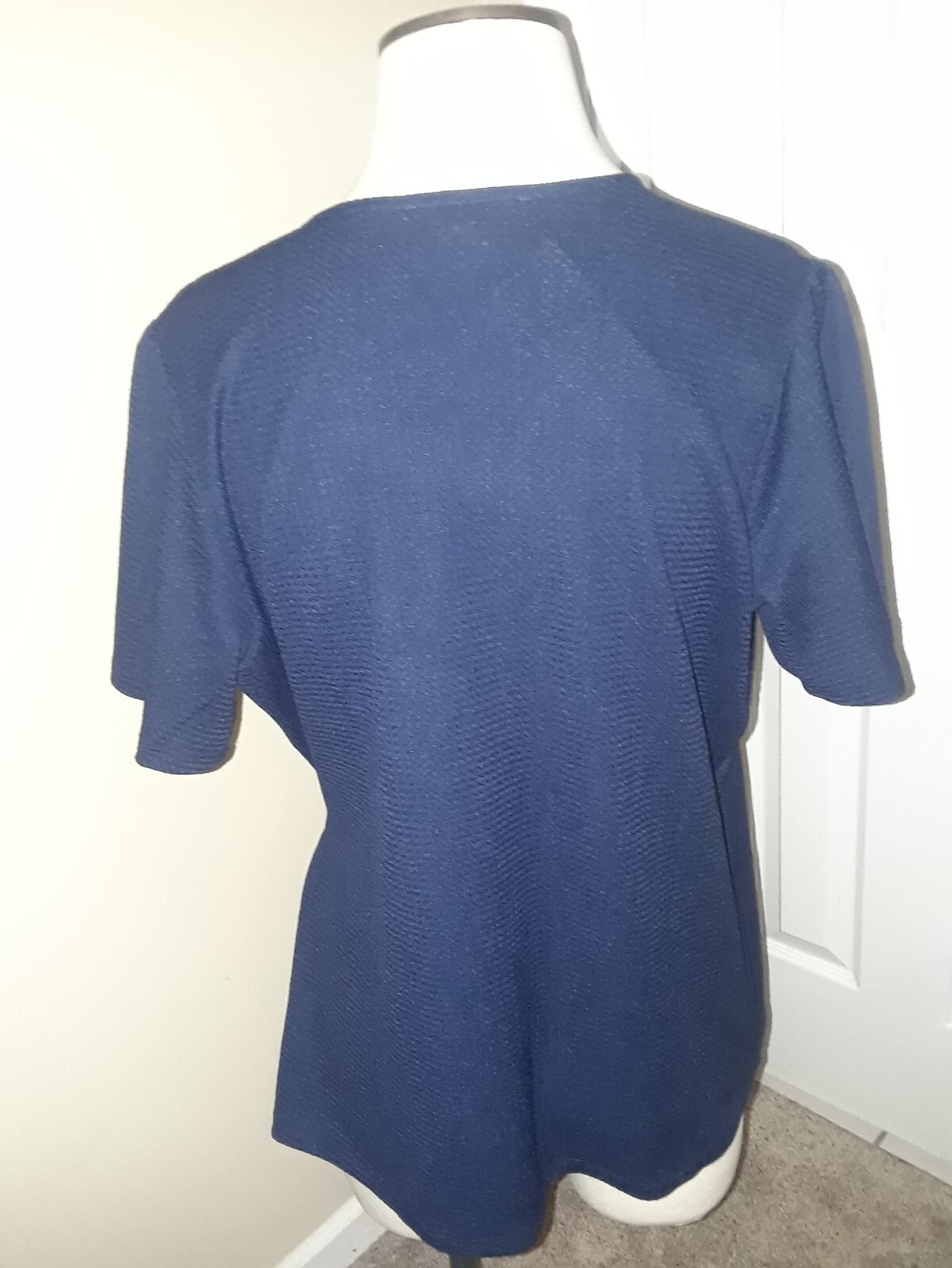 NWT Women’s Michael Kors Blue Faux Wrap with Gold Logo Emblem Blouse Top 1X $110