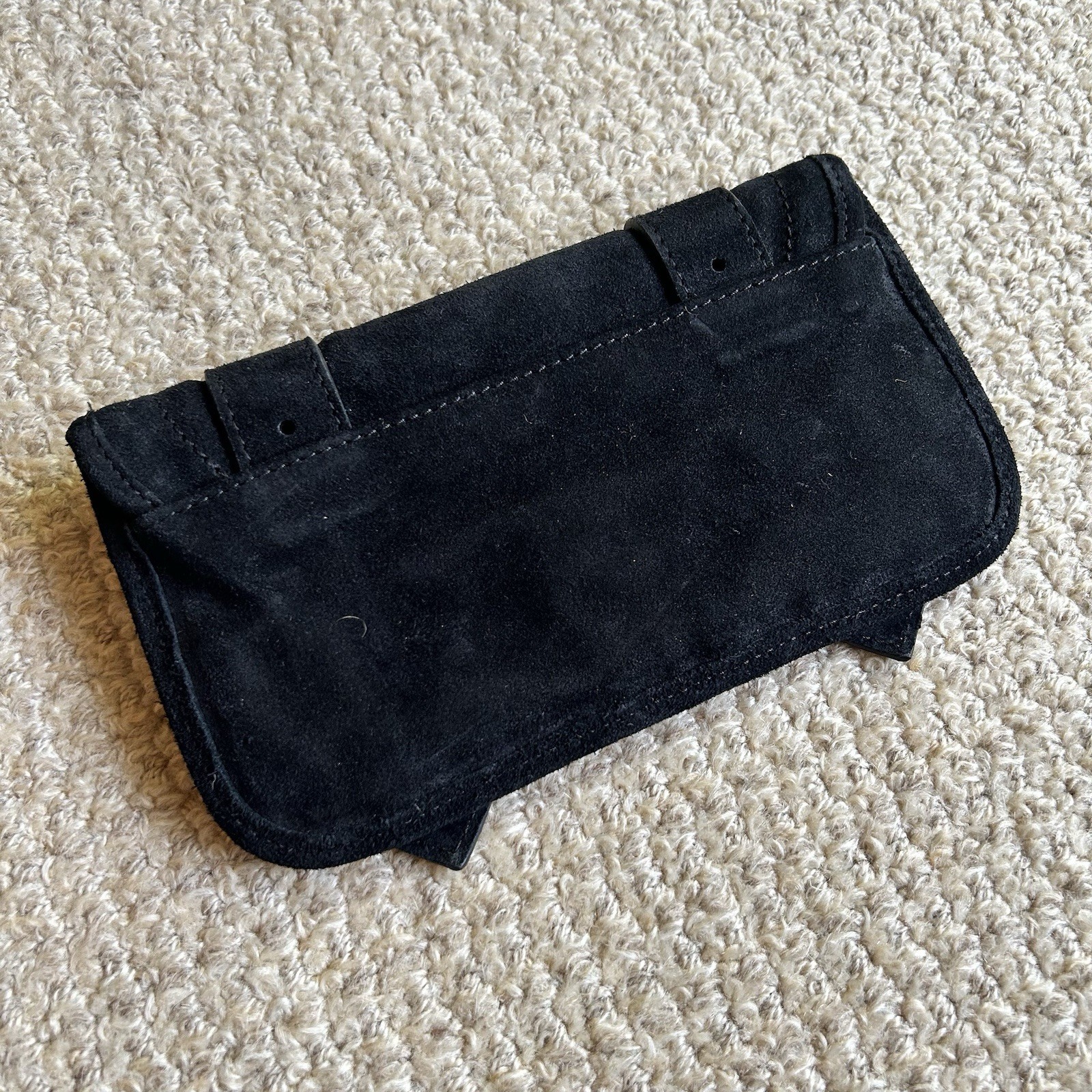 Proenza Schouler PS1 Black Suede Leather Wallet w/ Box Handmade Genuine Leather