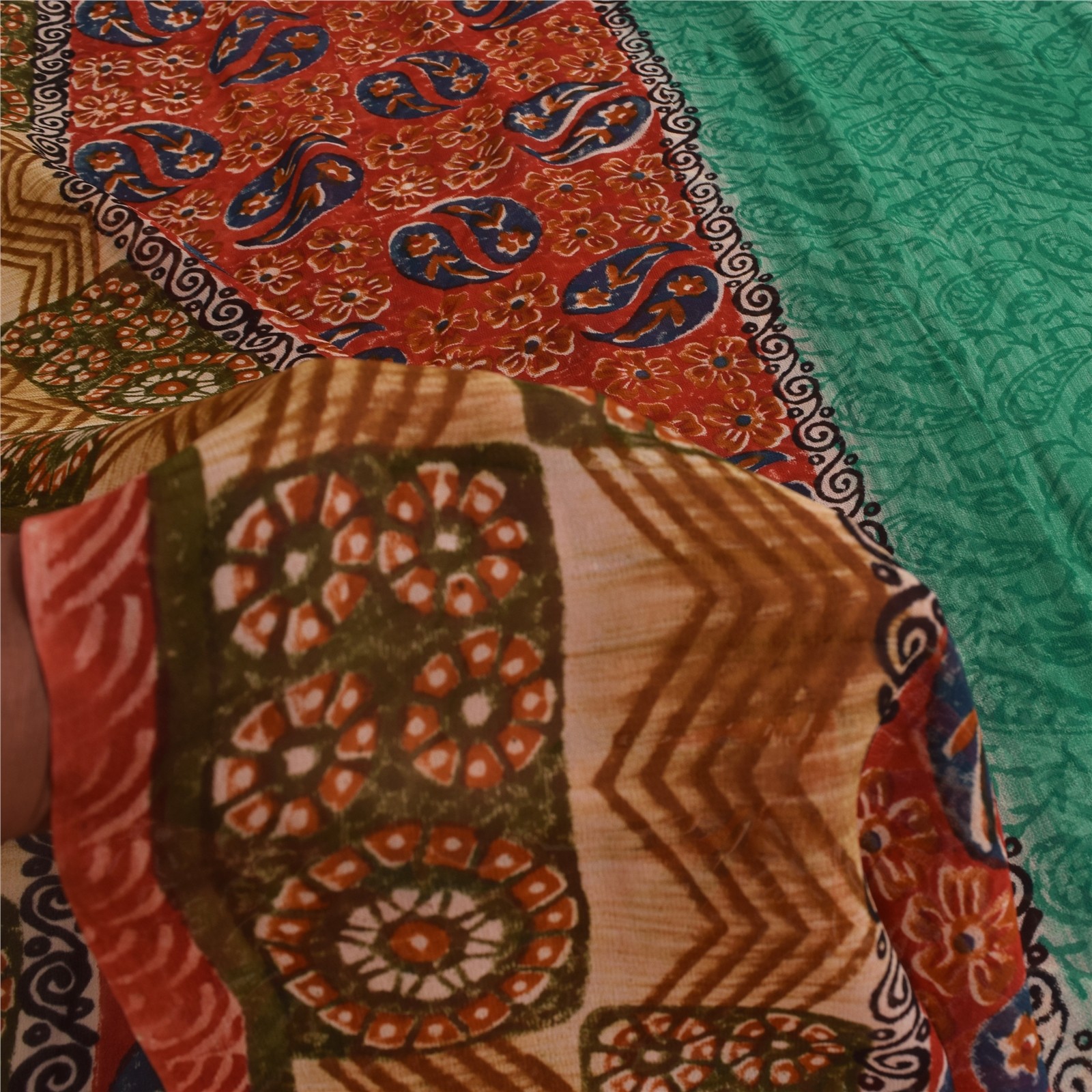 Sanskriti Vintage Printed Blend Georgette Sarees Multi Color Sari Craft Fabric