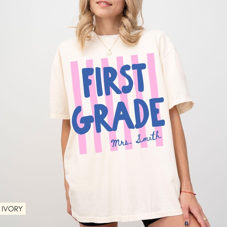 Custom First Grade Teacher Shirt Personalized 1st Grade Team Teacher Tee