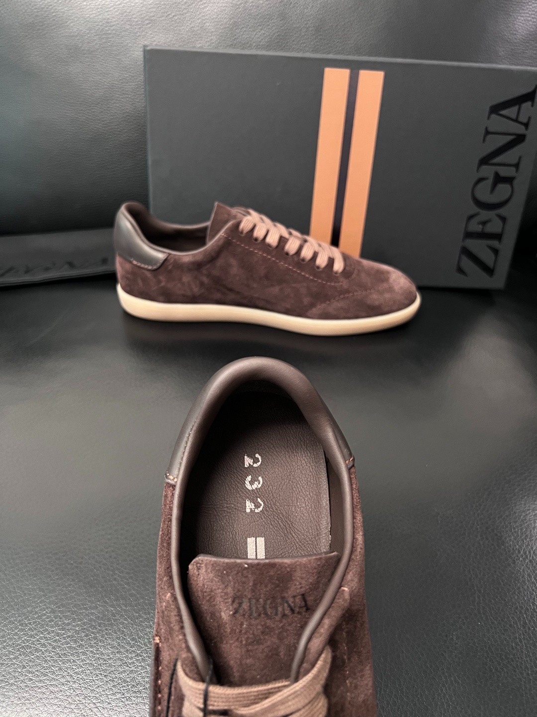 Zegna Oasi 232 Mens Suede Leather Casual Sneakers Dark Brown Size 38-45
