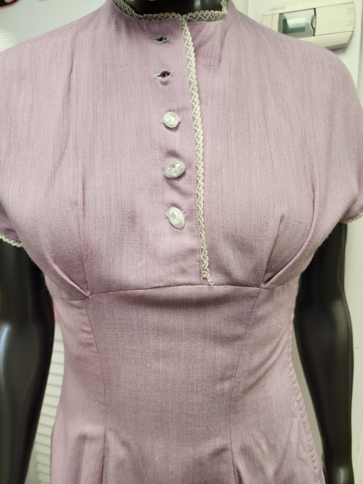 Lavender & White Cotton Day Dress Vintage Rockabilly Pin up Vintage 1940’s