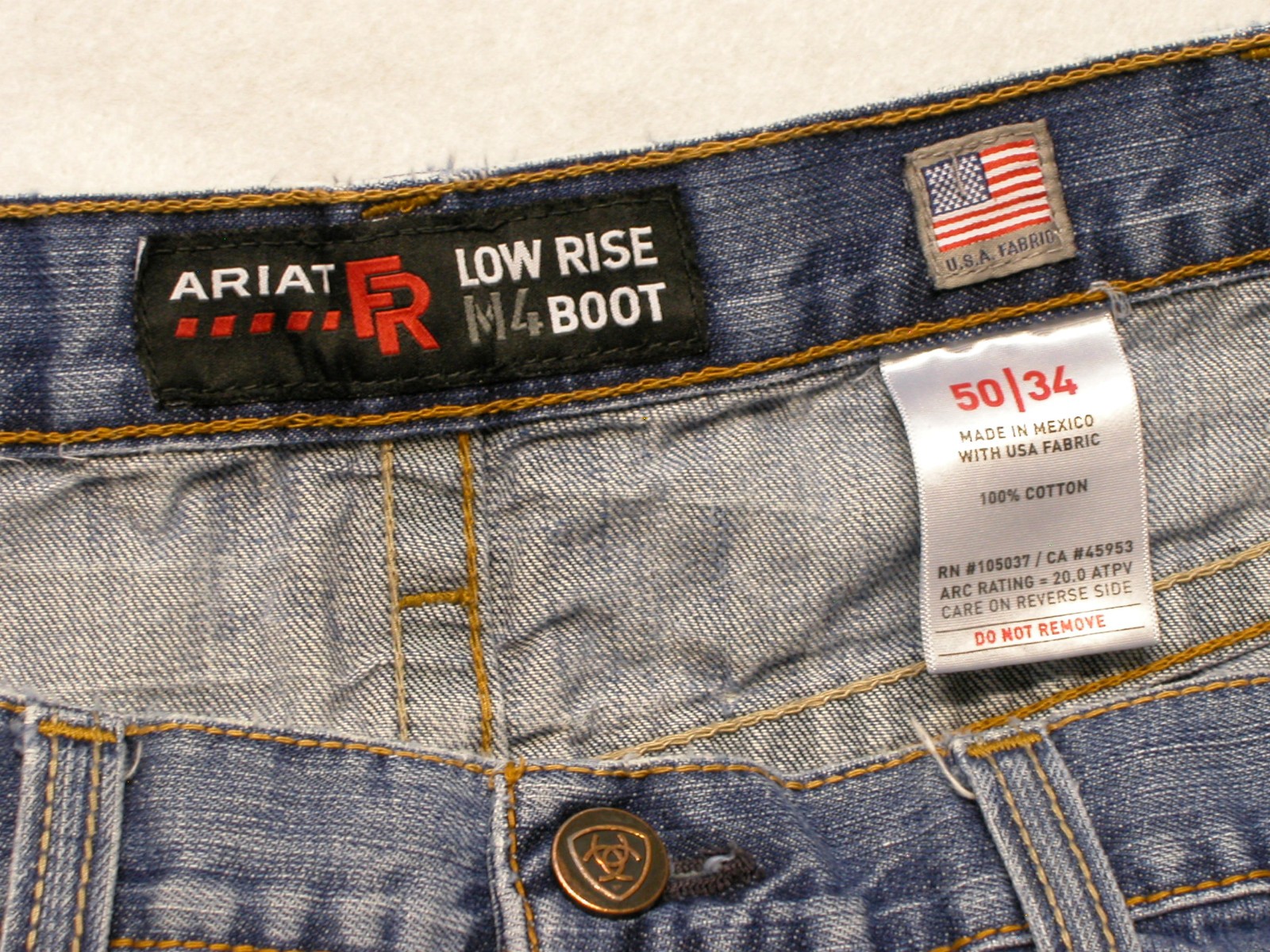 Ariat FR M4 50×34 Low Rise Boot Denim Jeans Men’s Distressed ( Measure48x28.5 )