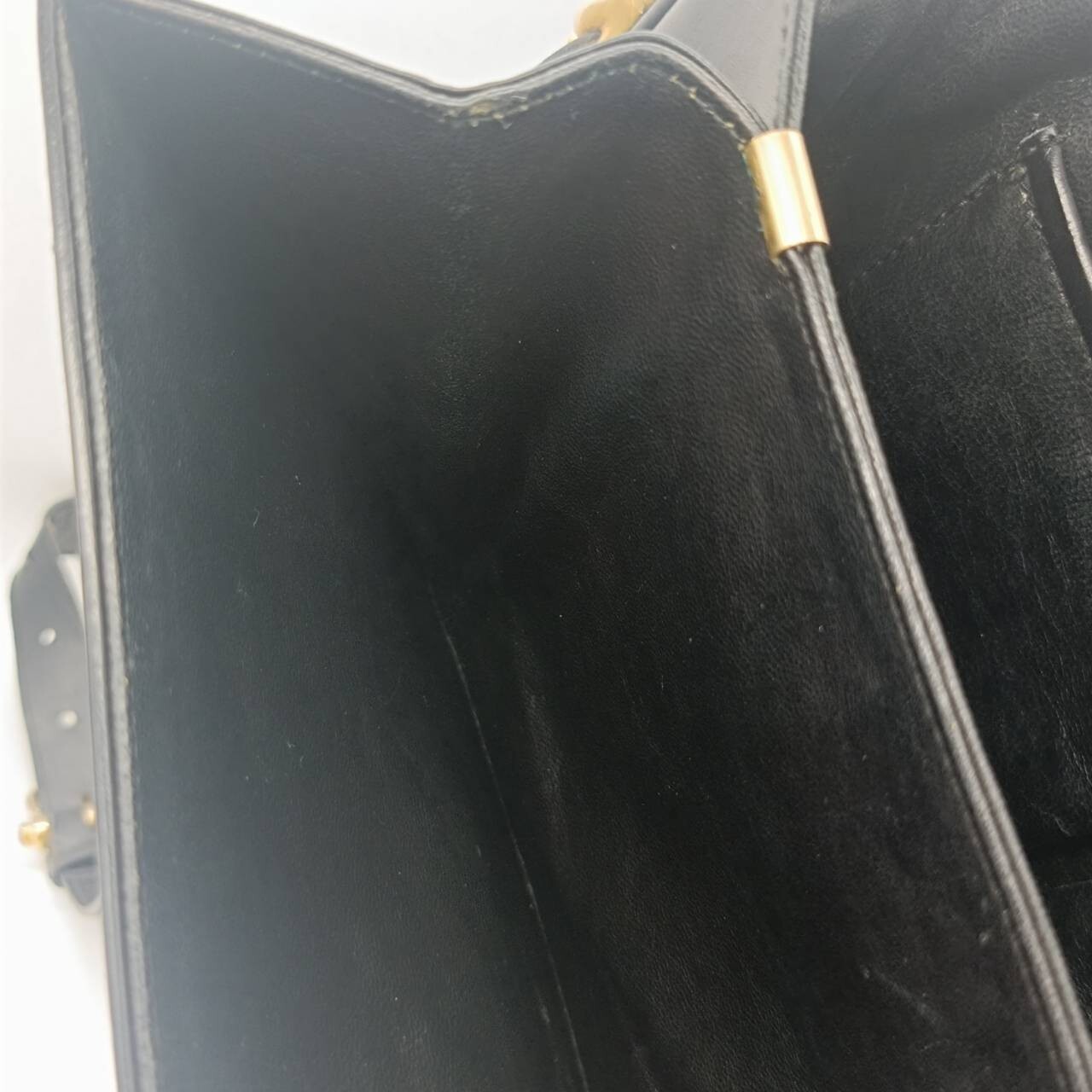 CELINE Leather Shoulder Bag Horse Carriage Gold Metal