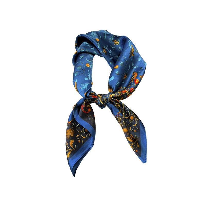 100% Mulberry Silk 27″ Square Scarf Women Neckerchief Wrap Flower Birds Pattern