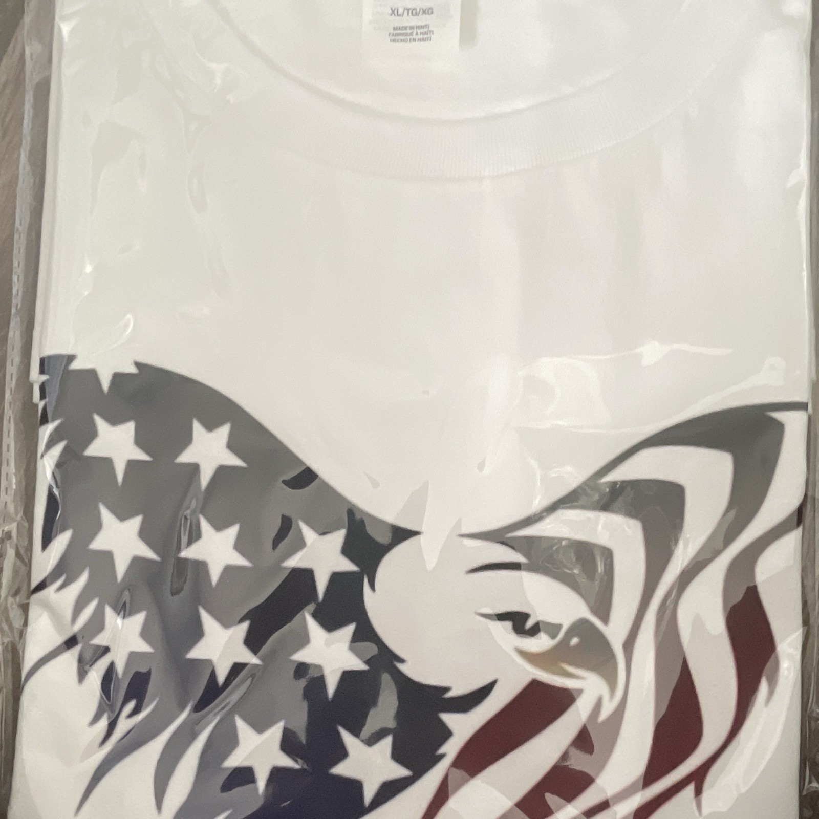White Cotton 4th of July USA Patriotic Graphic Print Crew Neck T-Shirt XL