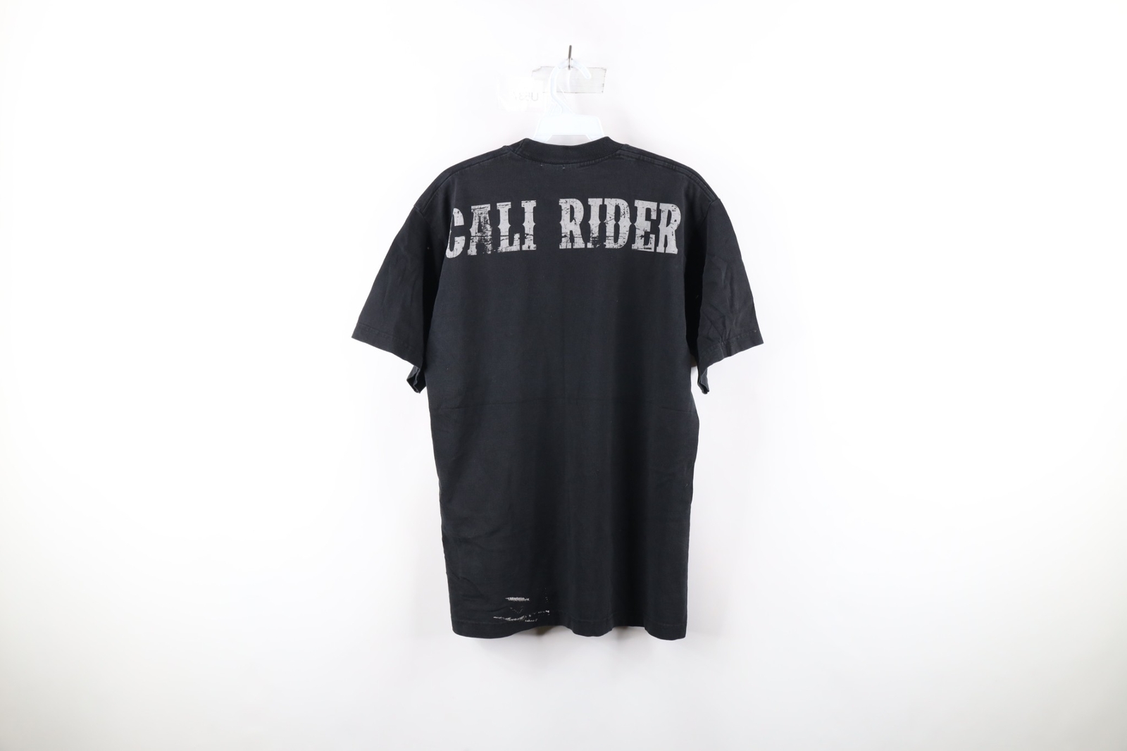 Vtg 90s Streetwear Mens Medium Faded Skull Sword Cali Rider Motorcycle T-Shirt