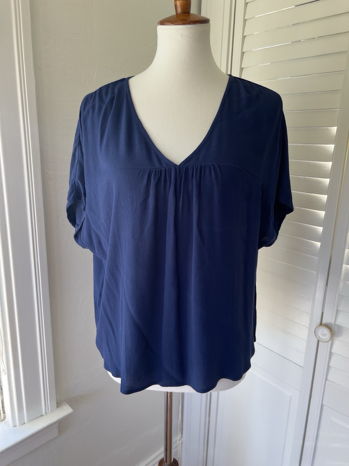 Madewell Navy Blue Short Sleeved Blouse Size Small