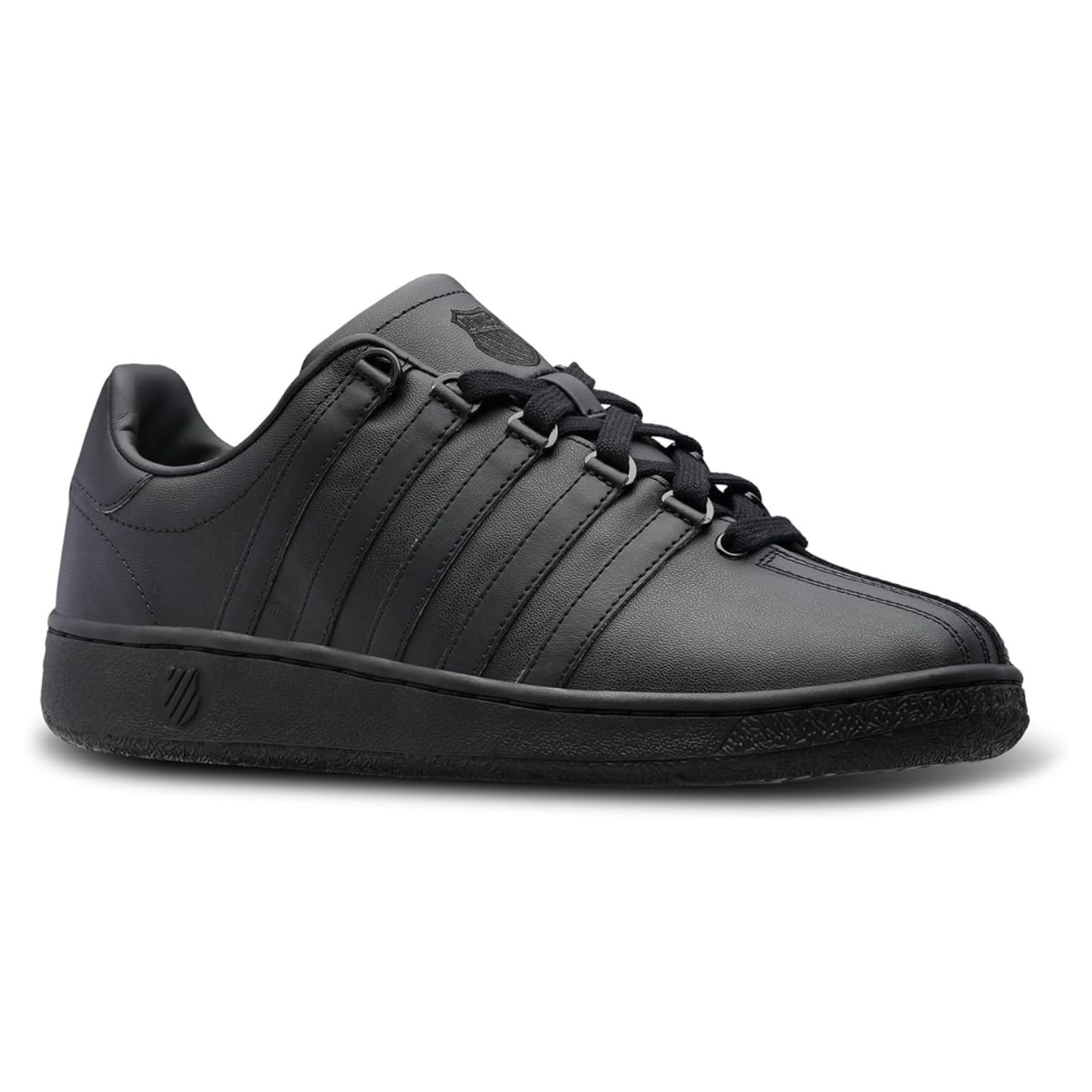 K-Swiss Men’s Classic VN Leather Sneaker, Regular Fit, Black/Black, Size Options