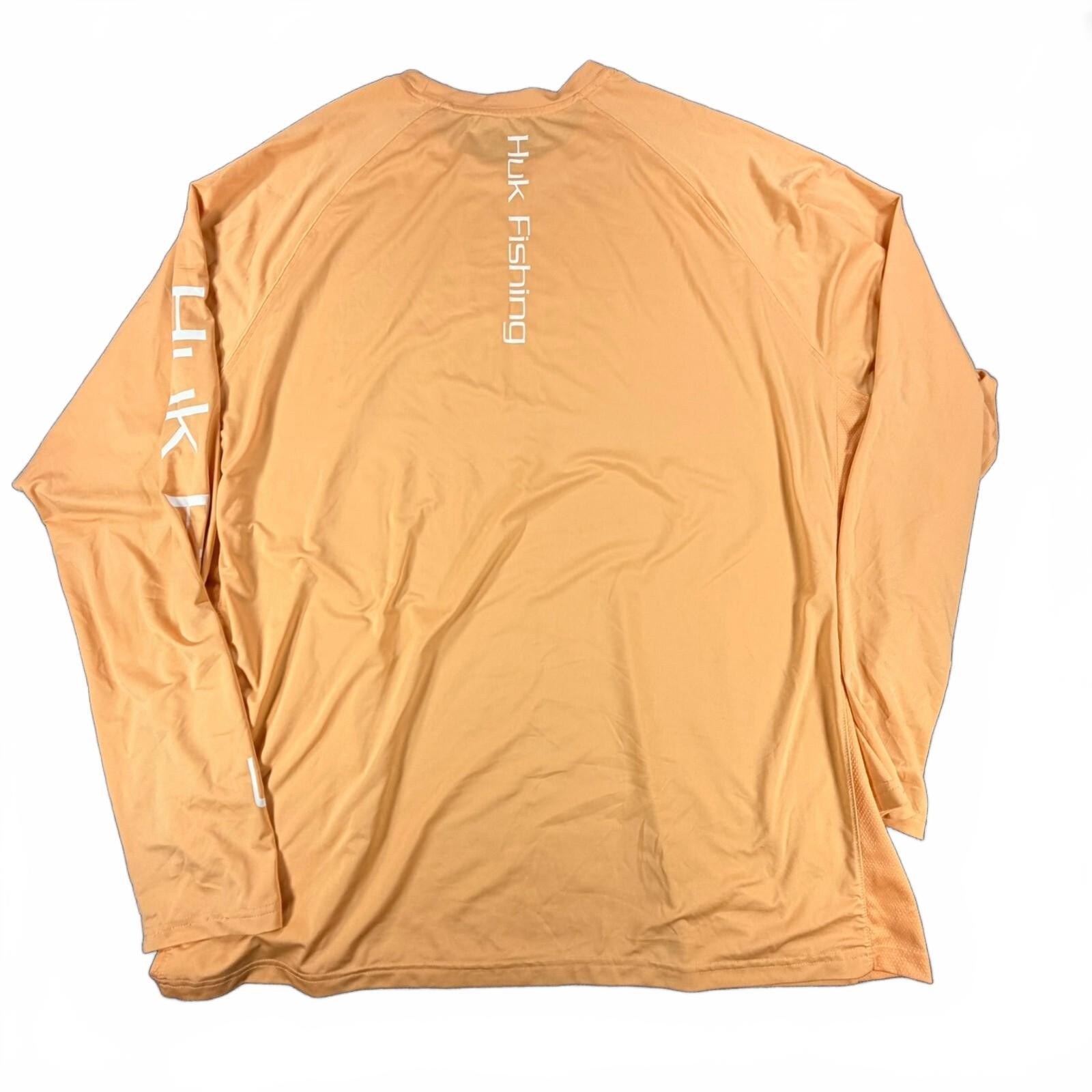 Men’s Huk Performance Fishing Long Sleeve Shirt Orange Size XXL