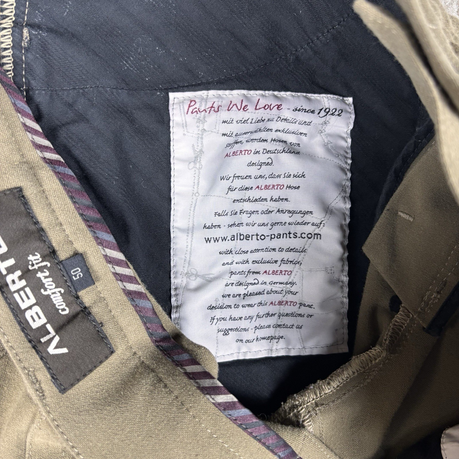 ALBERTO Ceramica Men’s Beige Twill Stretch Comfort Fit Straight Pants Size 34
