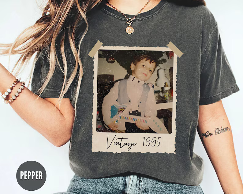 Custom Vintage Photo Year Comfort Tee Personalized Shirt Gift