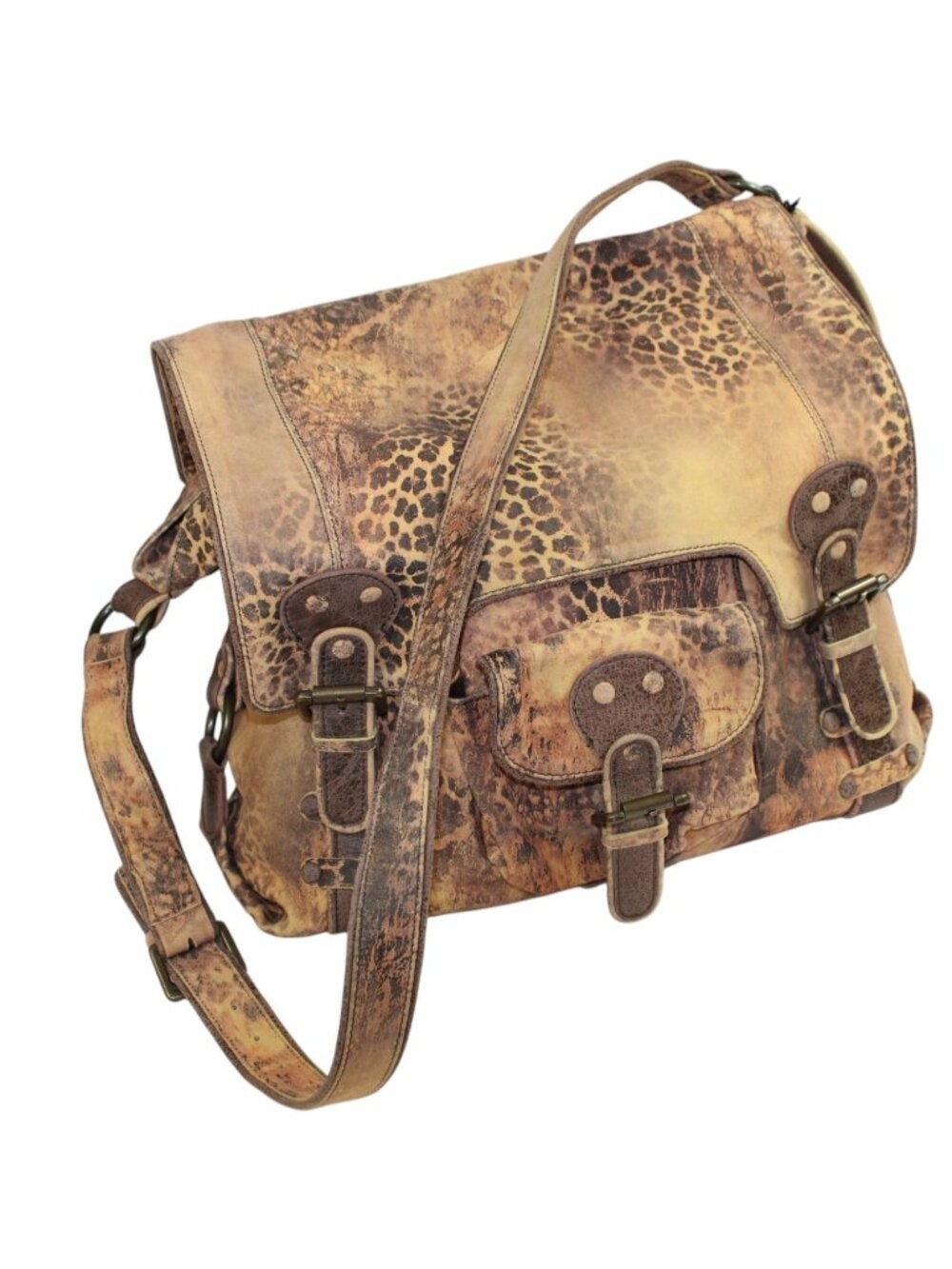 Old Gringo Abilene GT Leopardito Distressed Suede Leather Messenger Bag (NWT)