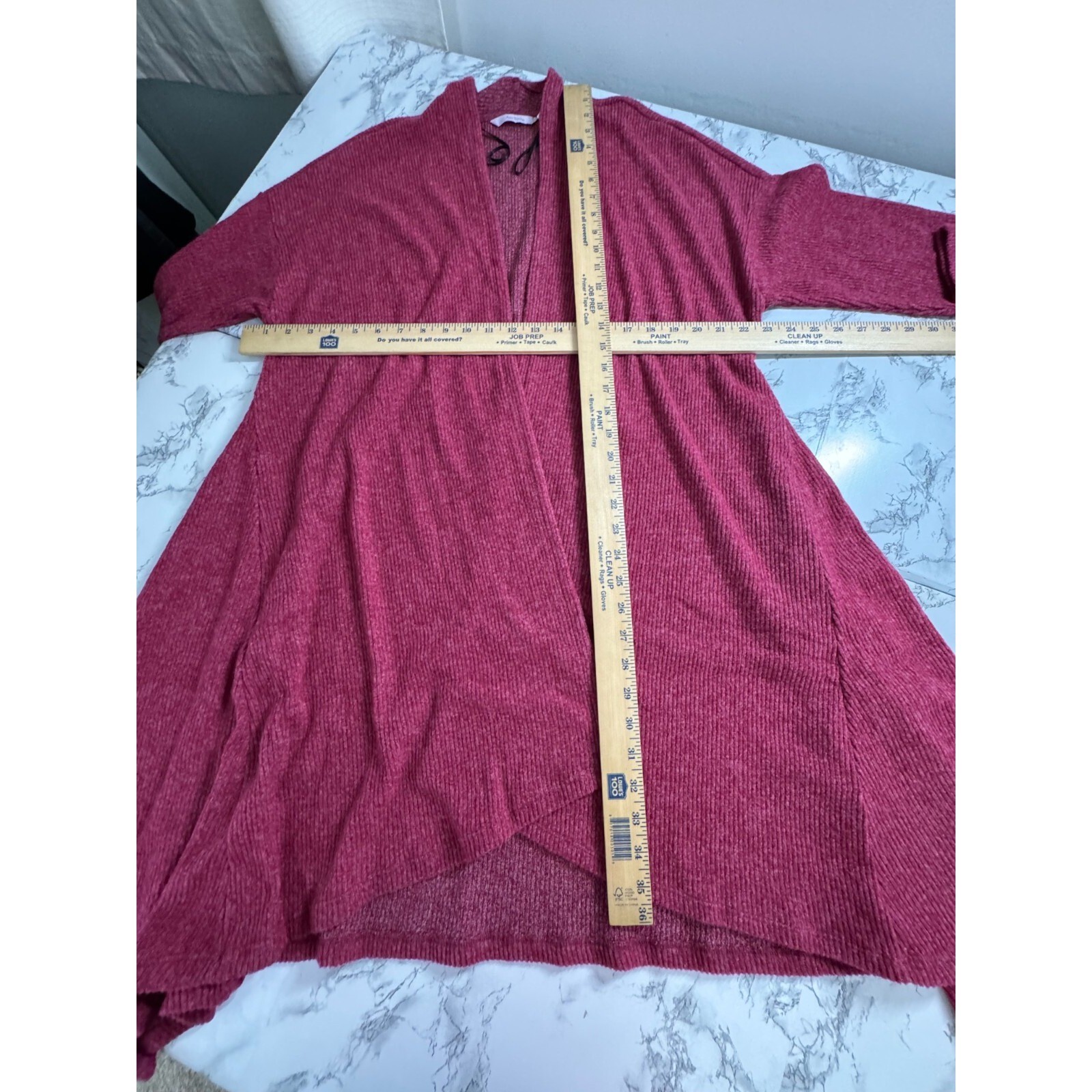 Any Body All Seasons Duster Cardigan Red Ribbed Knit Beach Vacation Cover Size M