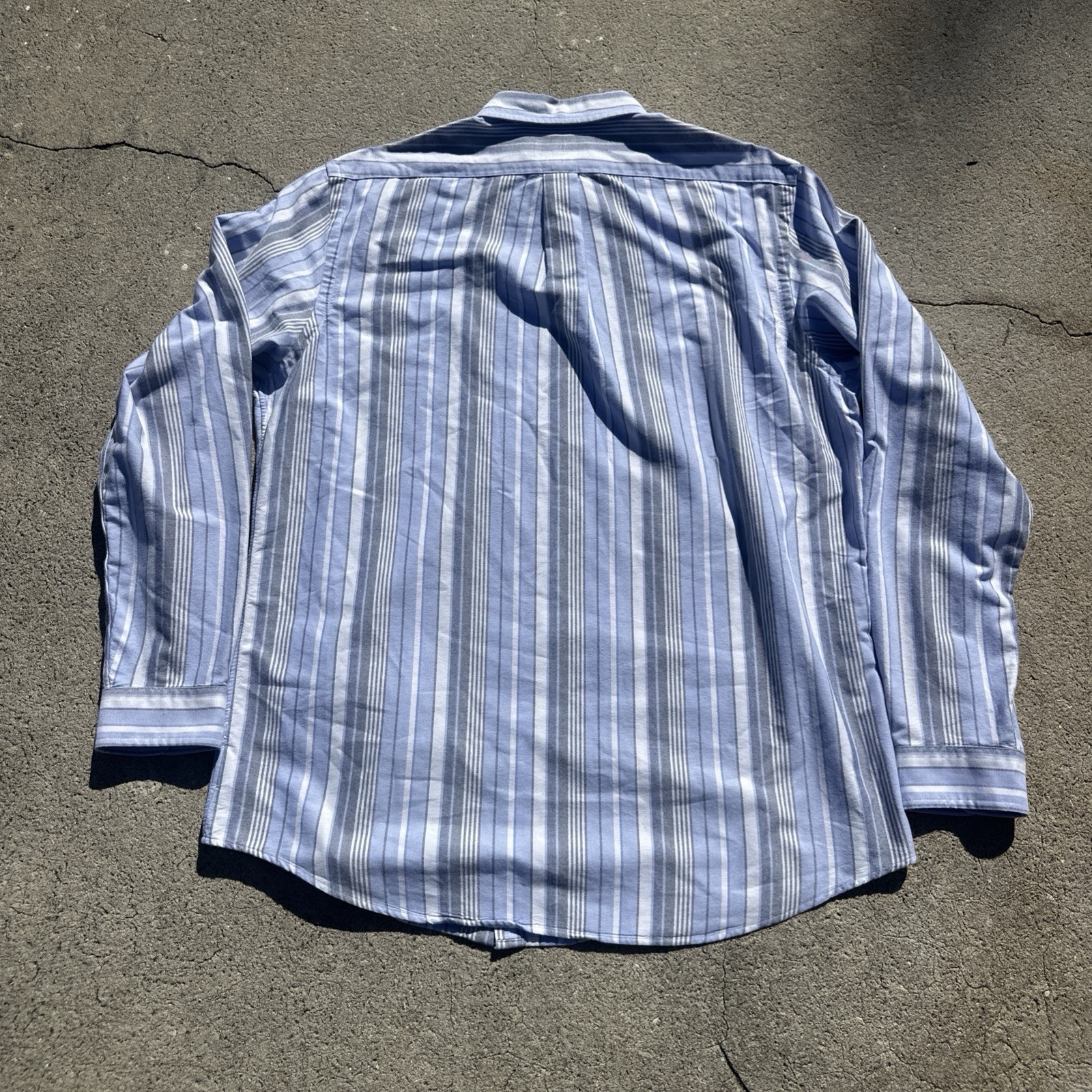Polo Ralph Lauren Classic Fit Oxford Shirt Blue Striped Mens XL Flesh Pony Horse