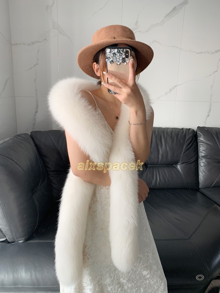 Women’s Real Fox Fur Scarf Shawl Winter Warm Long Scarves Fur Collar Neck Warm