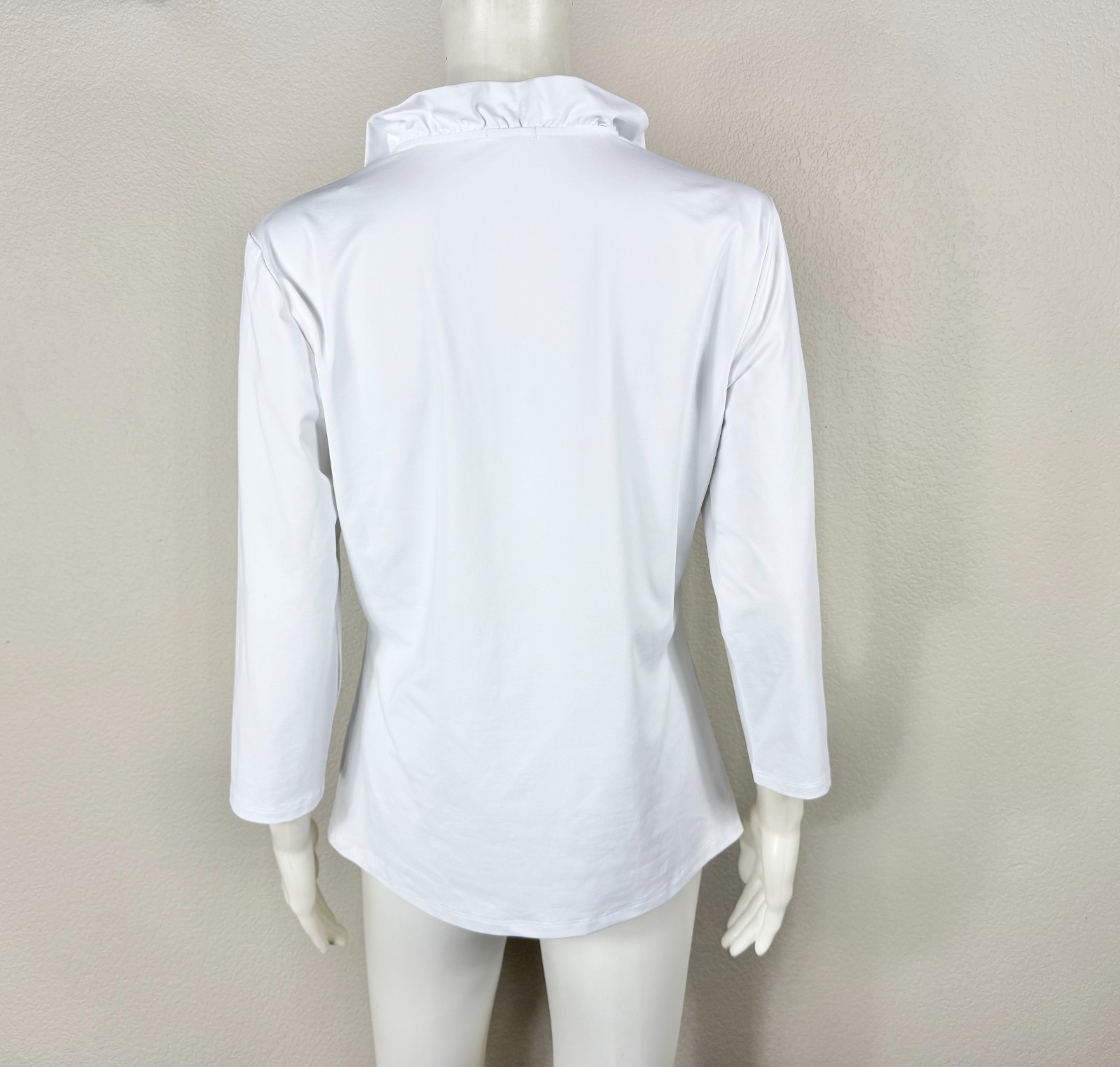 J. McLAUGHLIN Durham Top Catalina Cloth Ruffle Size Large Solid White – NTSF