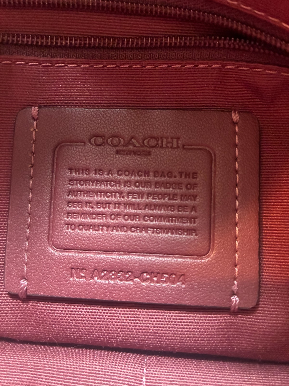 “COACH Signature Canvas Zip Top Tote Bag Khaki Beige Pink Petunia Leather Trim”