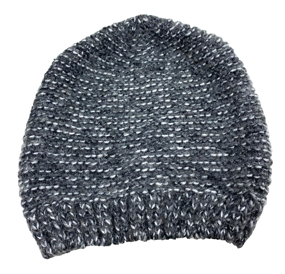 Black Gray Silver metallic Slouch Hat Beanie Made In Italy Mohair Blend