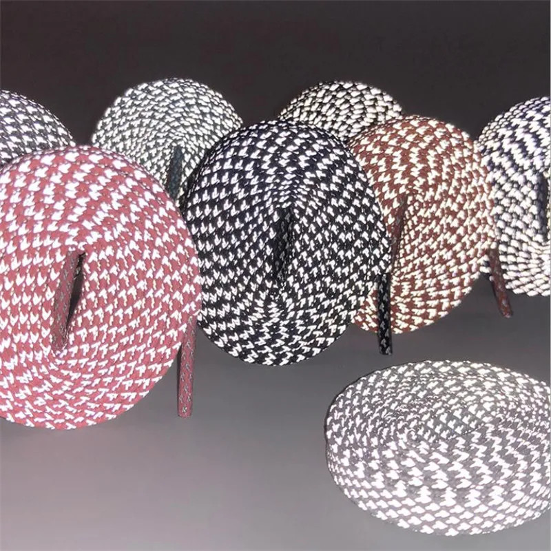 1Pair Flat Reflective Shoelaces For Sneakers Glow At Night Sport Running Luminou
