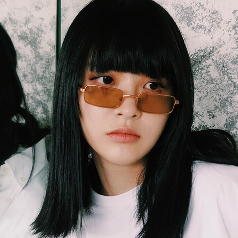 Retro Small Square Sunglasses Men Women Metal Frame Rectangle Sunglasses Eyewear