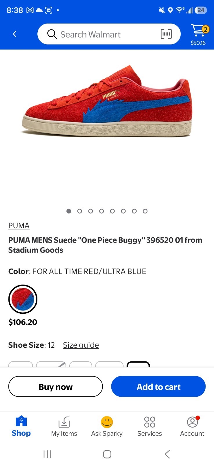 PUMA One Piece x Suede Men’s Low Top Lace-Up Suede Sneakers Red/Blue 396520-01