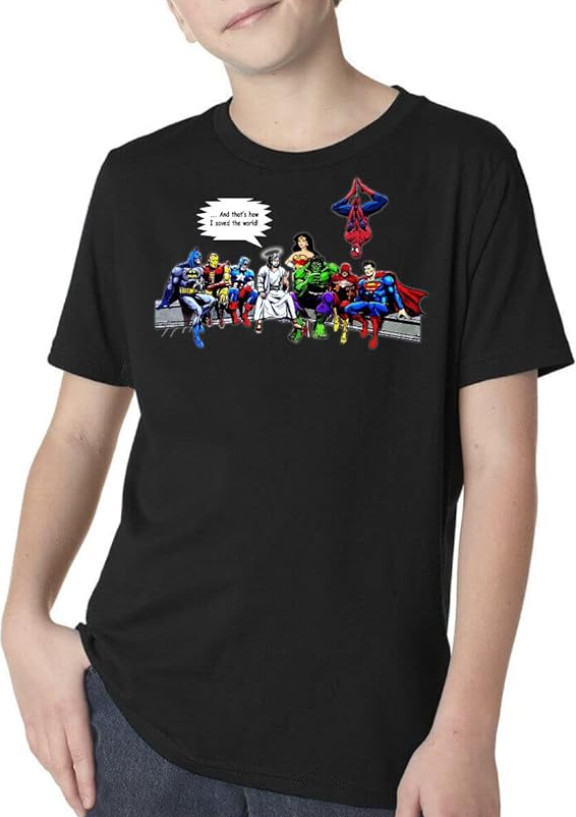 Five Up Tees and That’s How I Saved The World Jesus Superheroes Adult T-Shirt