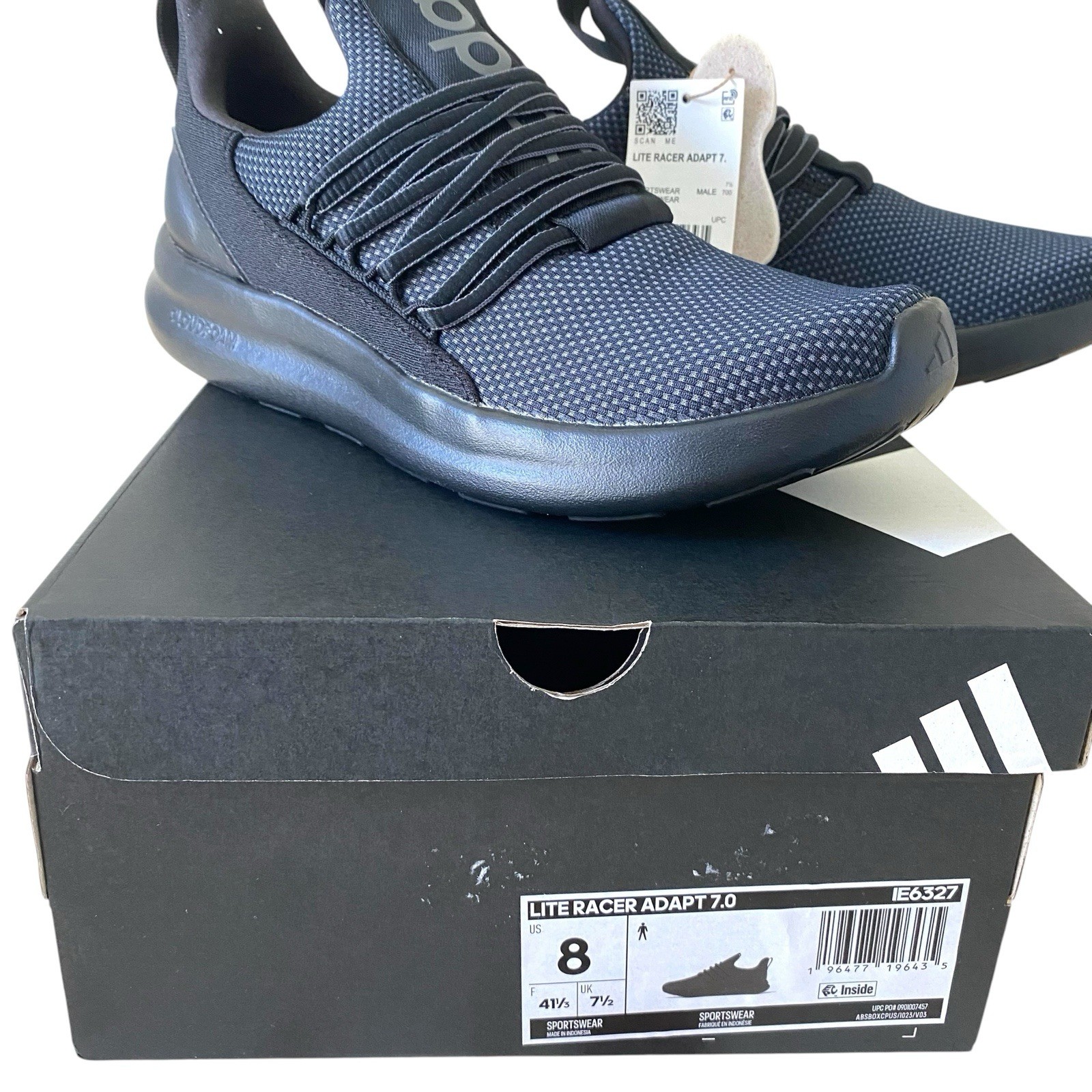 Adidas Lite Racer Adapt 7.0 Men’s Size 8 Black Slip-On Sneakers NWT
