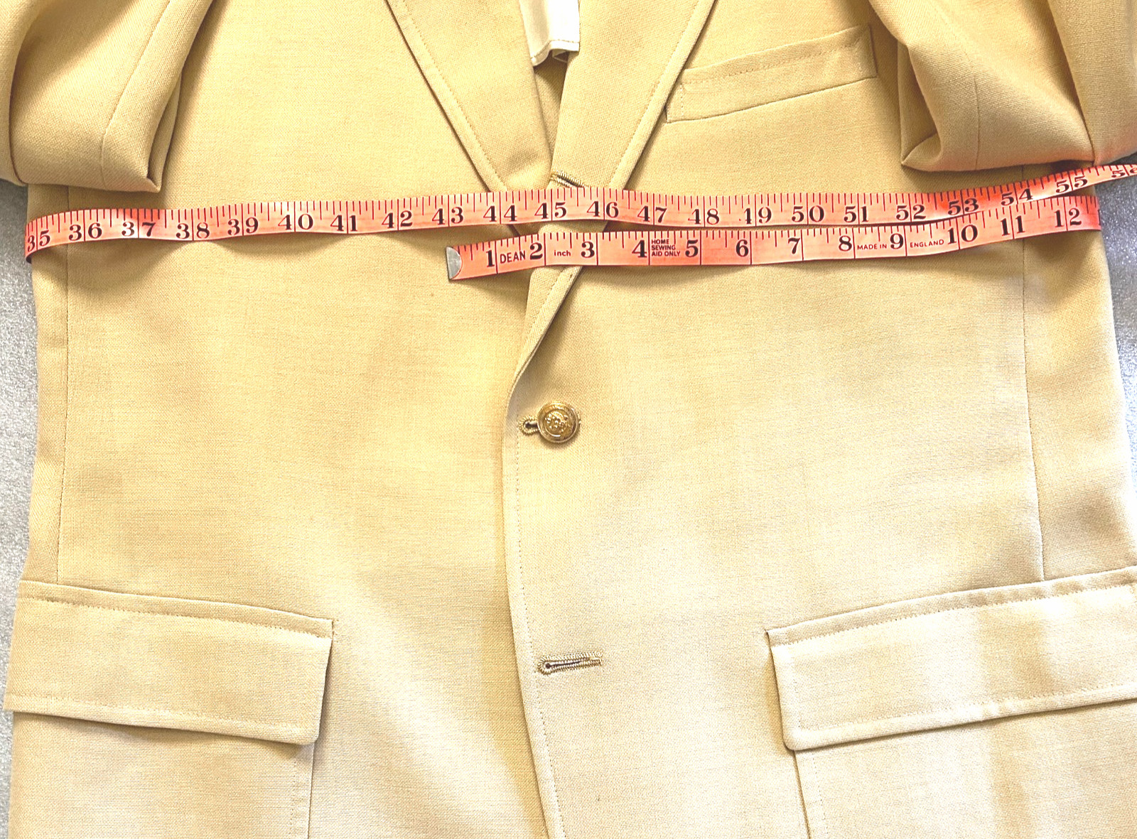VTG Men’s Deansgate Blazer Sports Jacket Gold Polyester Blend 2 Gold Button 43L