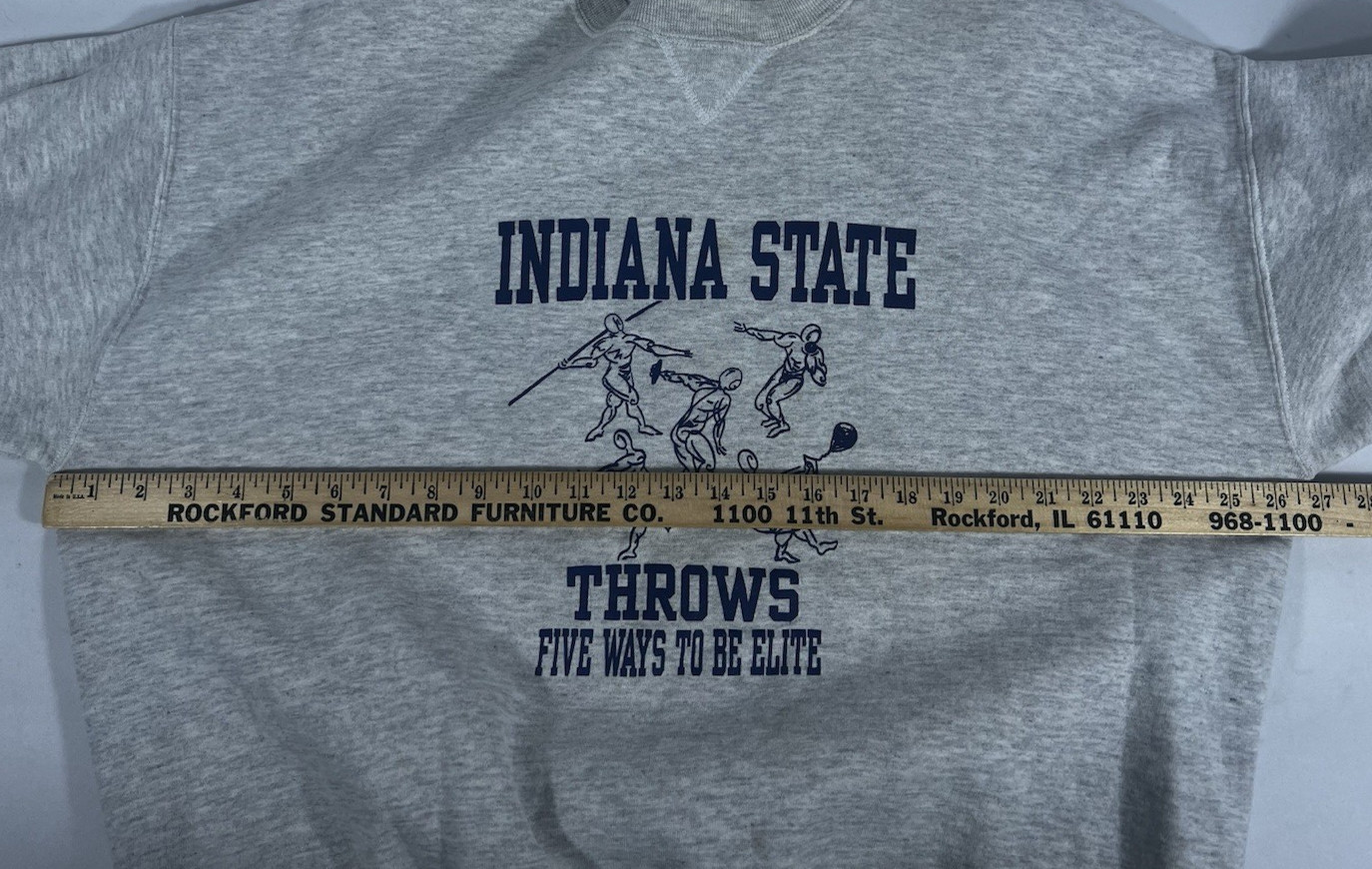 Vtg 90s Indiana State Sweatshirt XL Russell USA Track & Field Discus Javelin