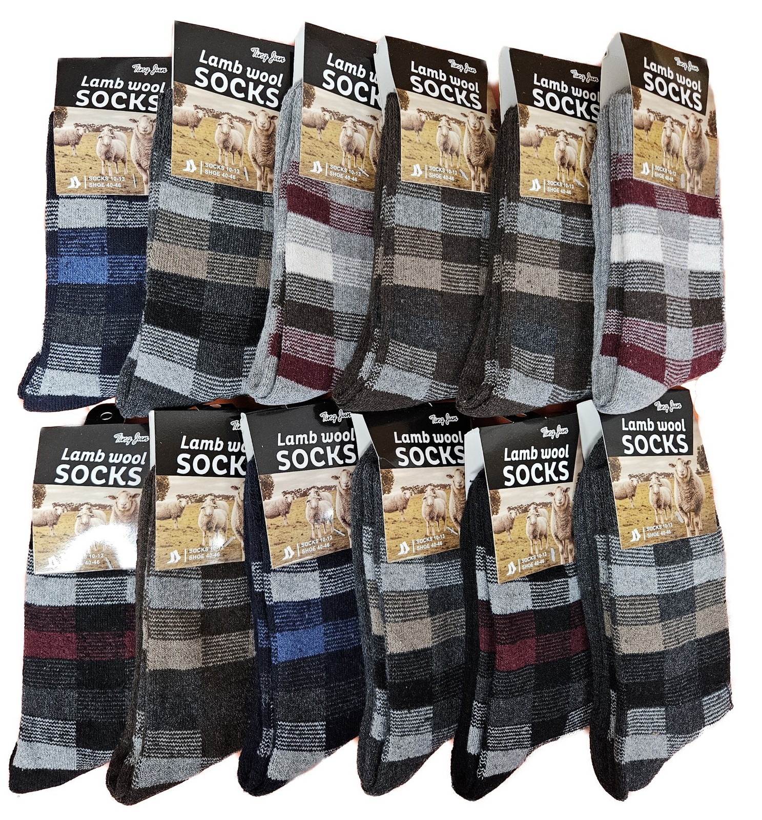 Men Lamb Wool Socks, 12 Pack – Thick Warm Winter Cold Weather Thermal Crew Socks