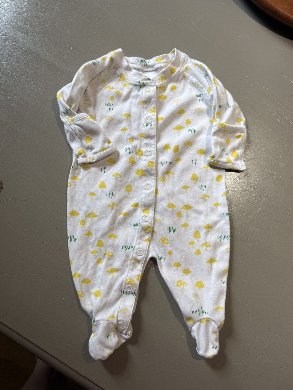 Hanna Andersson Mushroom Print Footed Button Sleeper 0-3 Months Pima Cotton