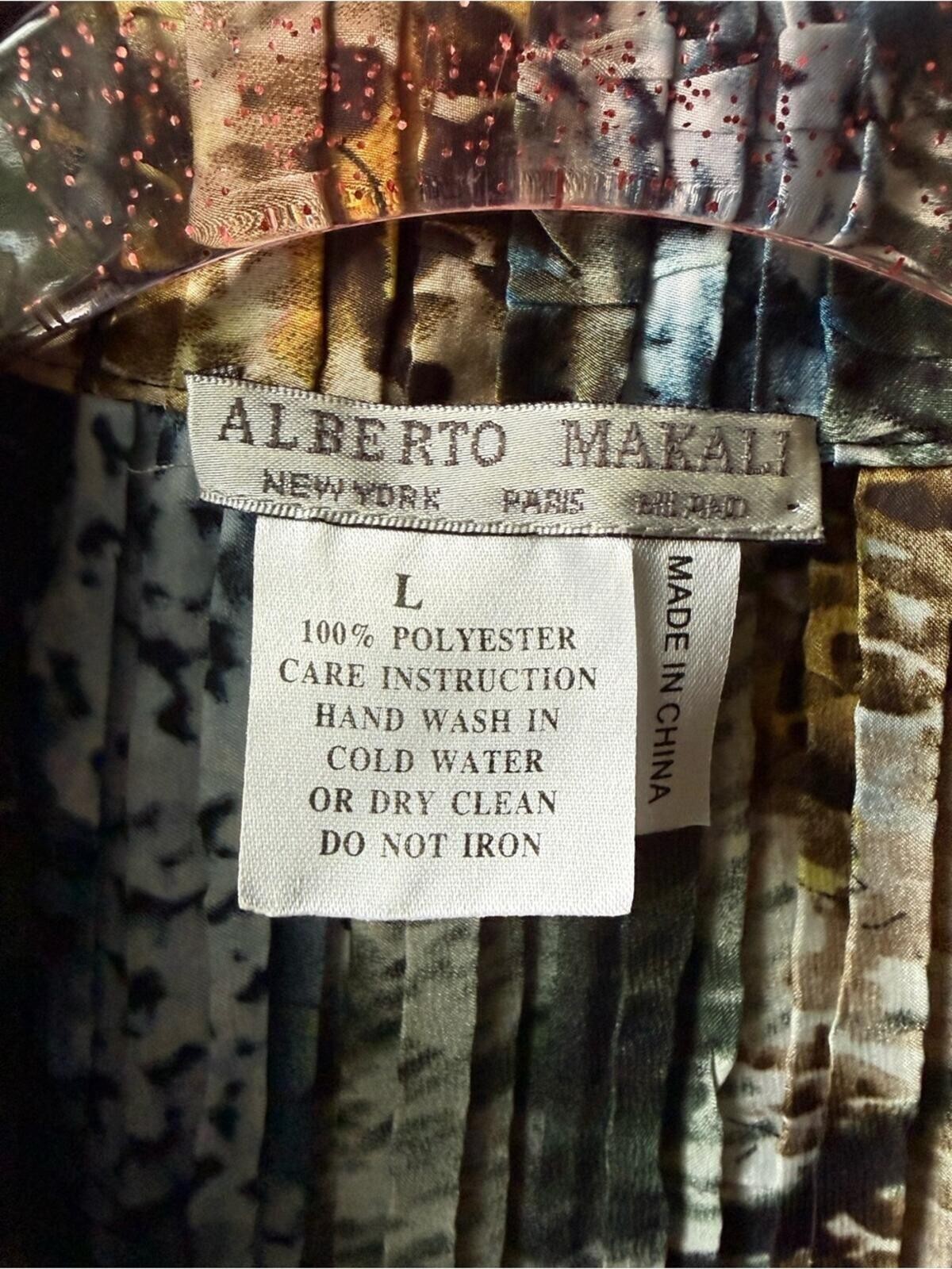 Alberto Makali Multicolor Crinkle Plisse Button-Down Shirt (L)