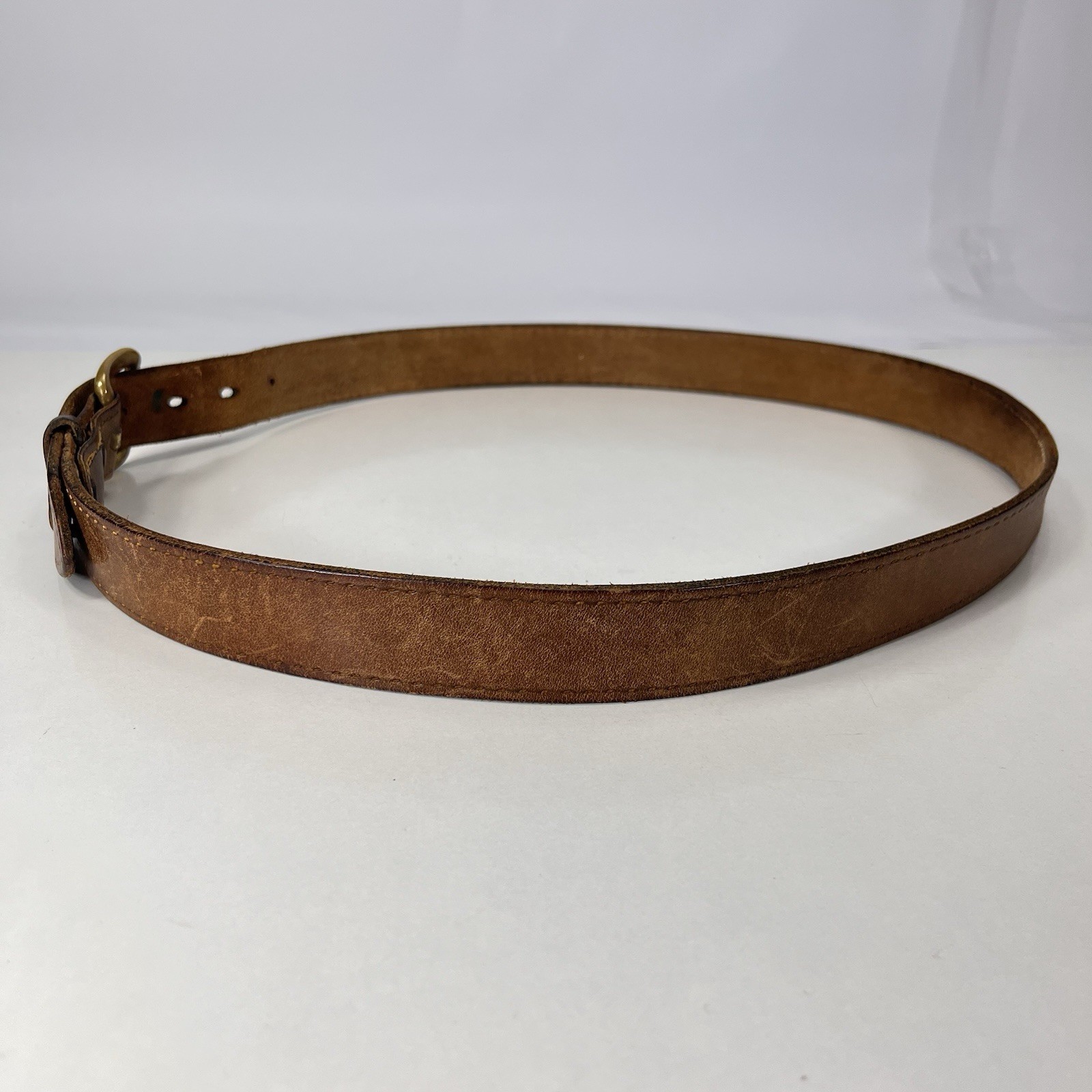 British Rogue Vintage Brown Steerhide Saddle Leather Belt – Men’s Size 38