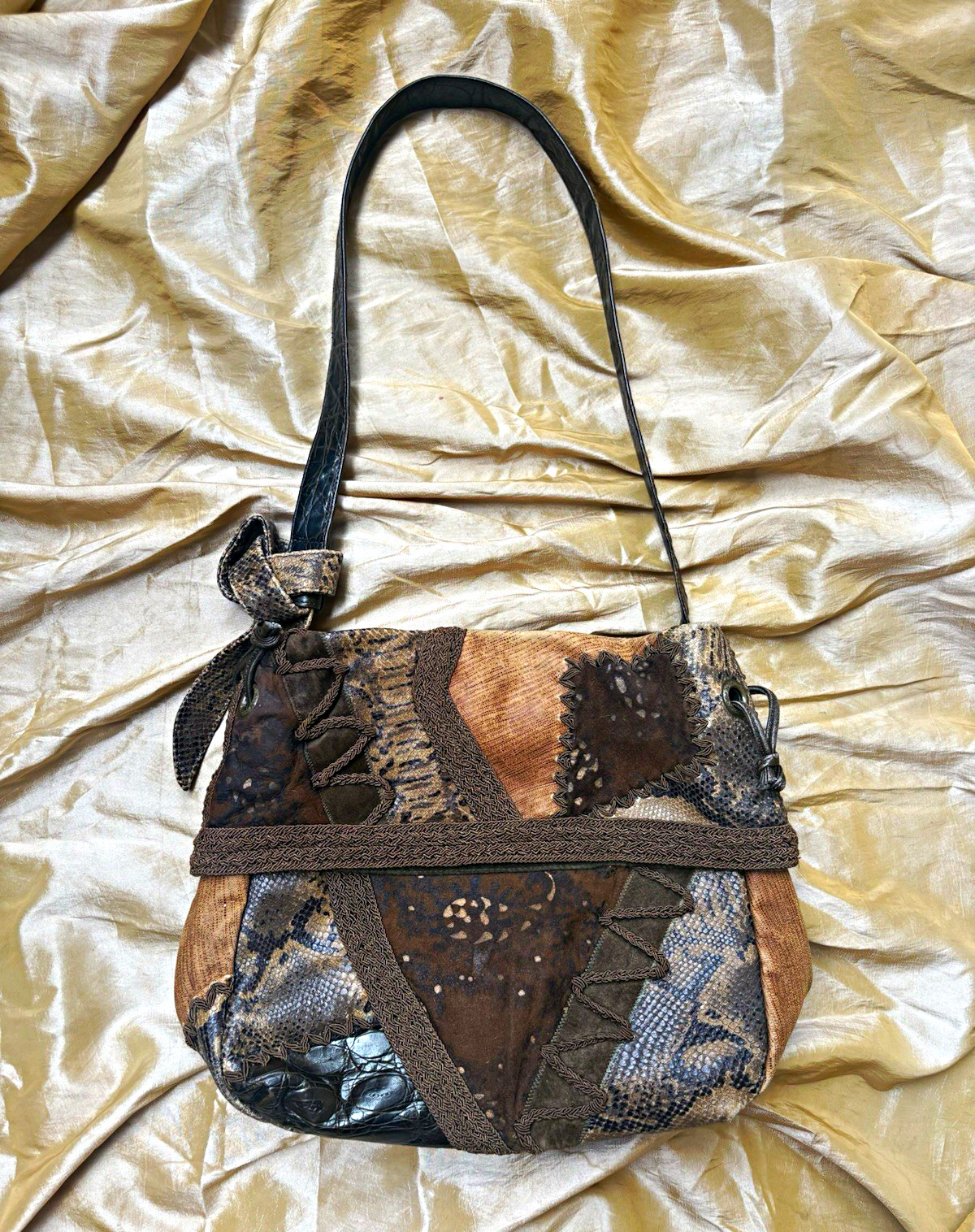 VINTAGE SNAKESKIN LEATHER PATCHWORK BAG