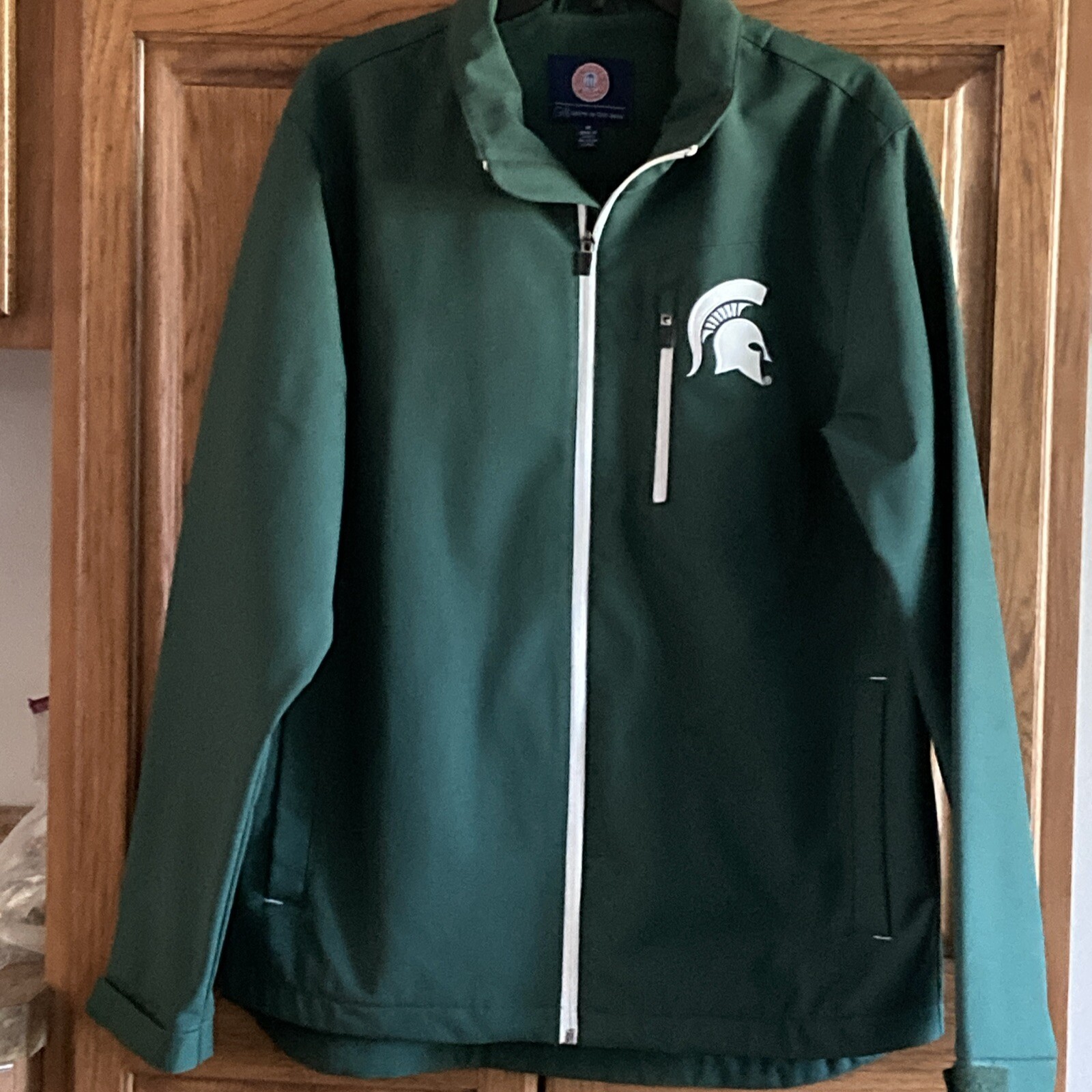 Men’s M (44/46) Michigan State University MSU Spartans Green Zip-Up Jacket