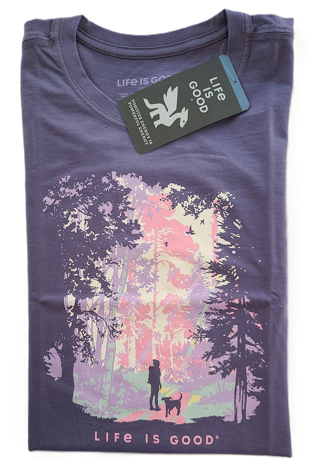 Life Is Good SS Shirt Crusher Tee HIKER SUNBEAMS WOODS Jackie Dog Womens XL