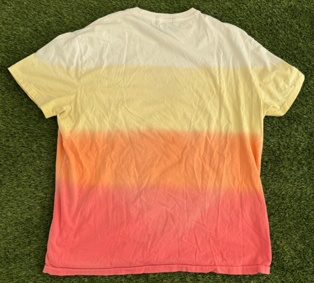 VTG Polo Ralph Lauren Y2K Single Stitch Tie Dye Big Pony T Shirt L Ombre Script