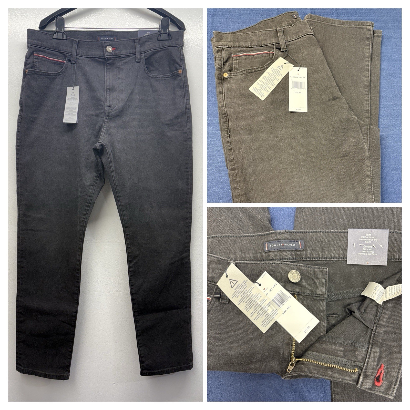 Tommy Hilfiger Men’s THflex Slim Leg Black Jeans Size W36/30L New Pants