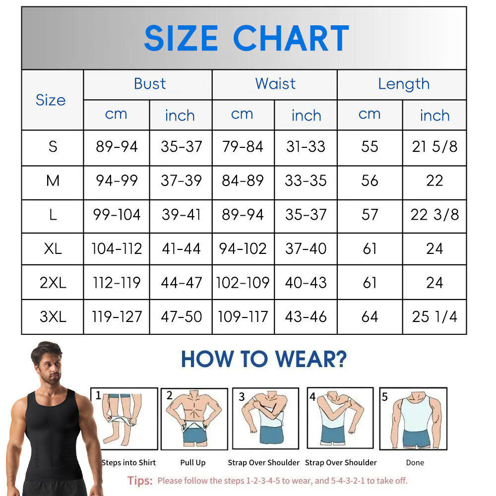 Men’s Body Slimming Tummy Control Shaper Vest Waist Trainer Shapewear Underwear