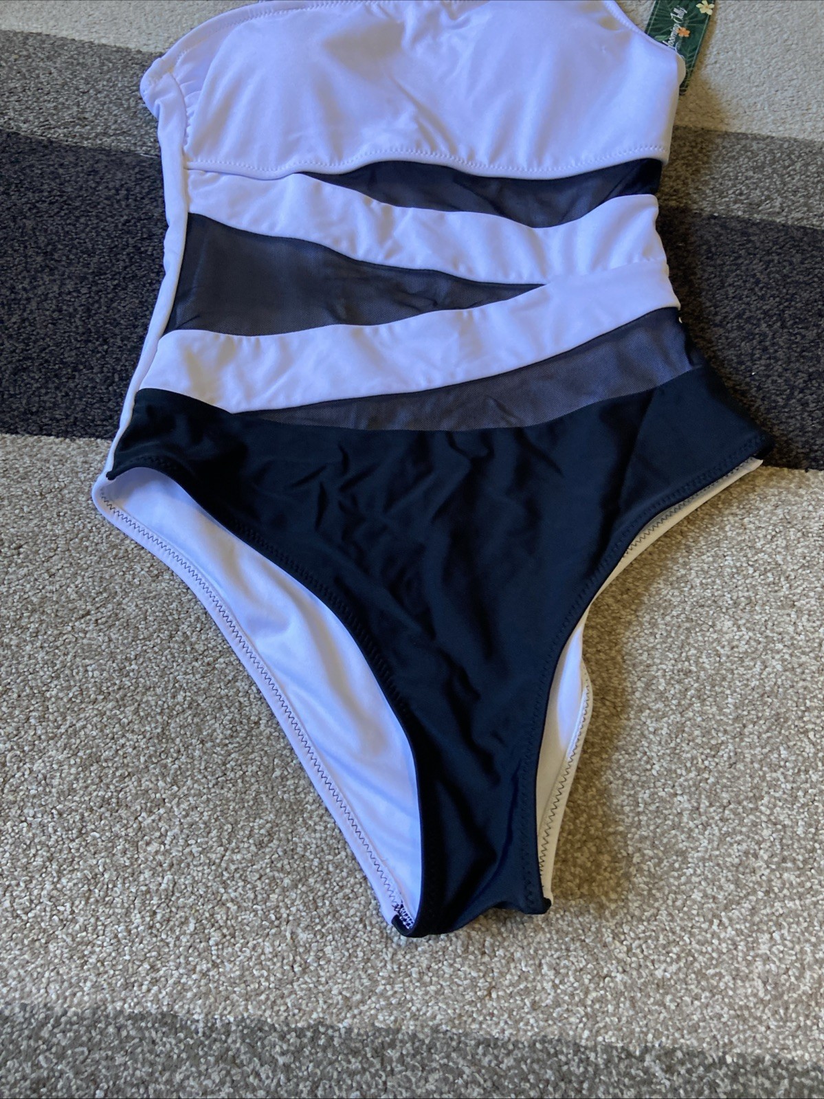 Blooming Jelly -S- Womens 1 Piece Swimsuit Mesh Panels-NWT