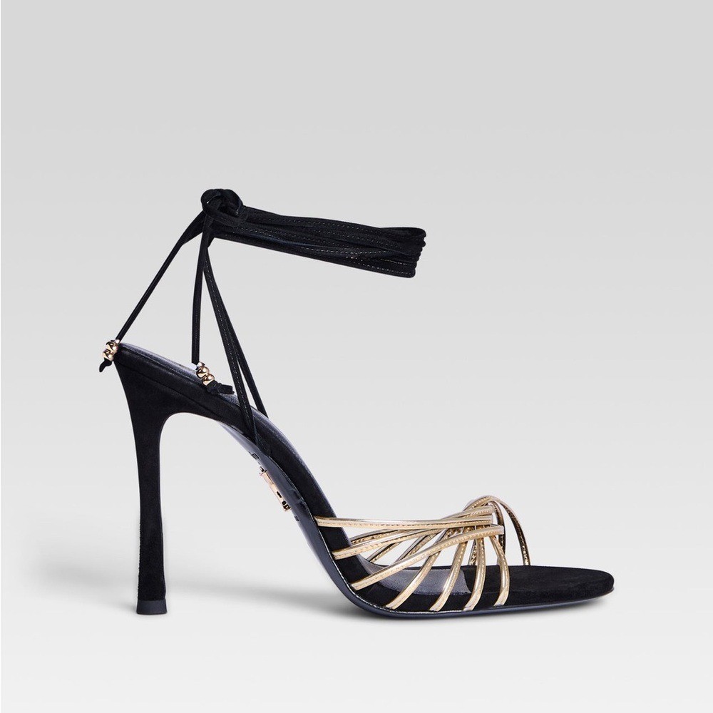 Retrofete Lucio Sandal Black Gold NIB MSRP $400 Size 7