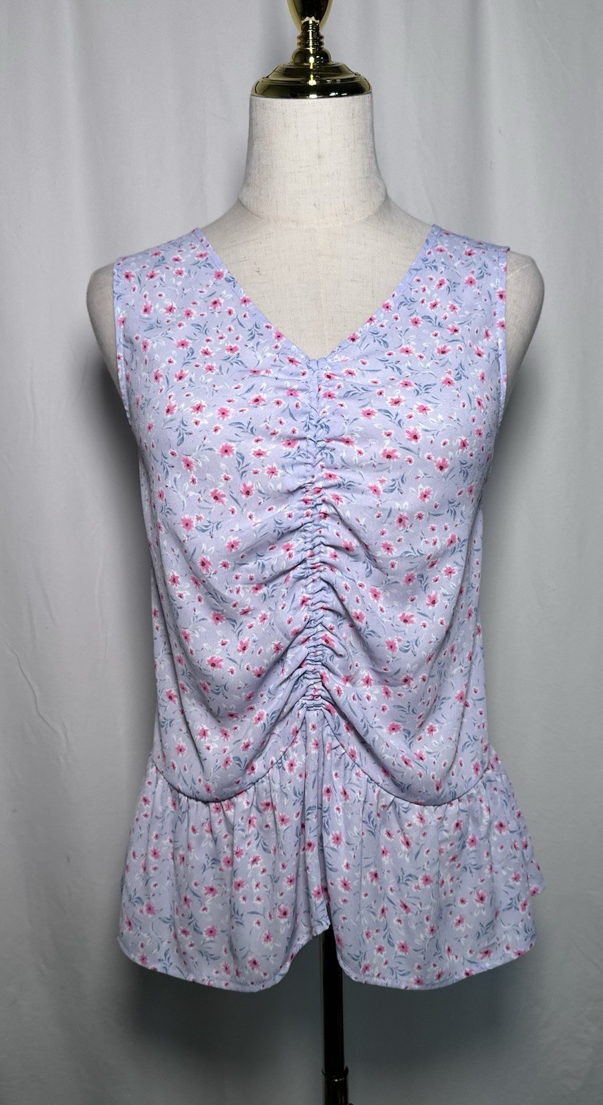 Anthropologie Pleione Top Shirt Tank Blouse Sleeveless Women Medium Pink Blue