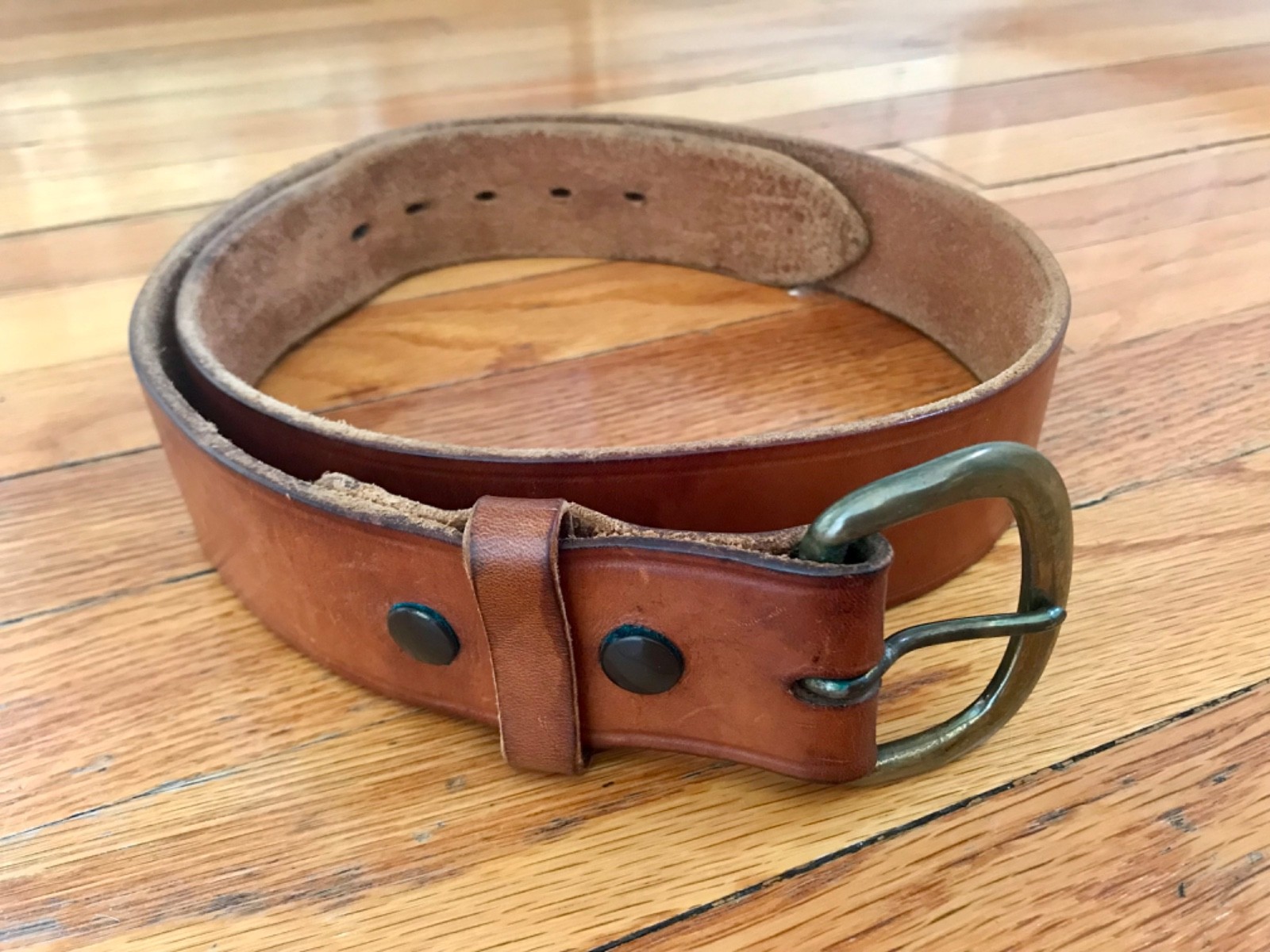 Bianchi Men’s Classic Heavy-Duty Leather Belt w/ Solid Brass Buckle Size 38