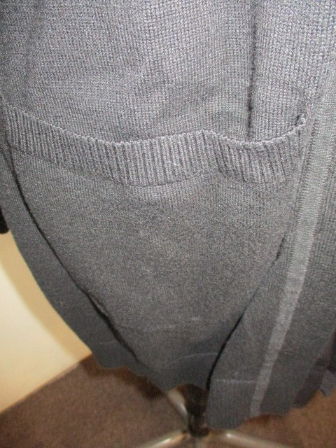 KaufmanFranco FAB! Woven Mixed Media Pocket Thumbholes Open Cardigan in Black L