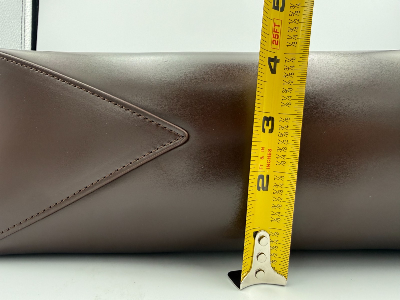 Unbranded Brown Leather East West Shoulder Bag Minimalist Barrel Purse 12×4.5×5