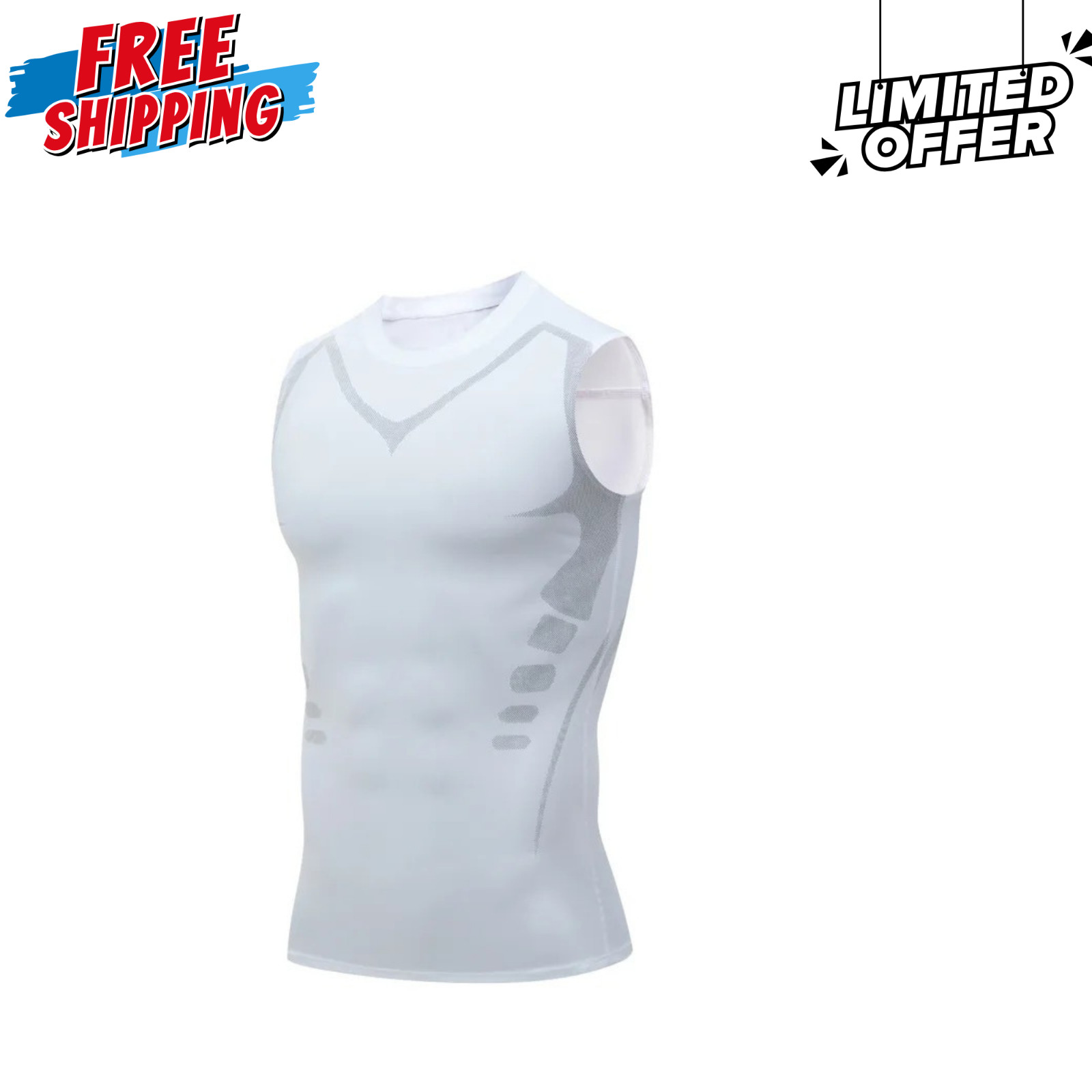 Men Compression Shirt Version Ionic Shaping Sleeveless Vest Sport Tank Top S-2XL