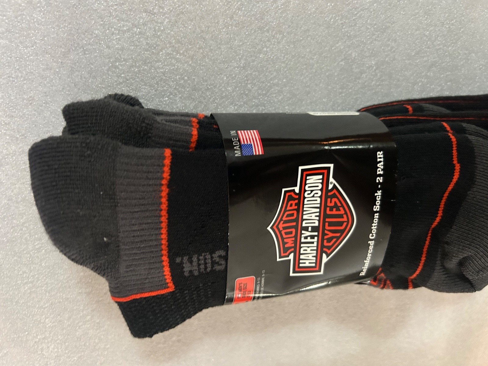 2 Pack USA Made Harley Davidson Motorcycle Reinforced Riding Socks Size 9-13 CC