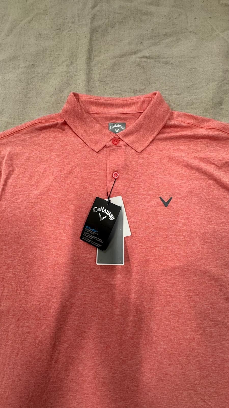 CALLAWAY Polo Golf Men Opti-Dri Coral / Pink Size L New NWT Performance
